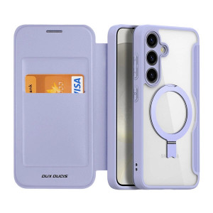 Калъф тип книга с прозрачен гръб и стойка DUX DUCIS Skin X Pro MagSafe - Samsung Galaxy S24 лилав - Img 4