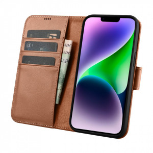 Калъф тип книга iCARER Wallet 2в1 против кражба - iPhone 14 Plus Cover кафяв - Img 3