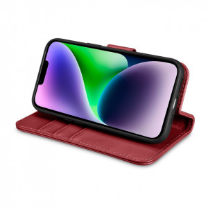 Калъф тип книга iCARER Wallet 2в1 против кражба - iPhone 14 Plus Cover червен - Img 8