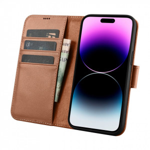 Калъф тип книга iCARER Wallet 2в1 против кражба - iPhone 14 Pro Cover кафяв - Img 3