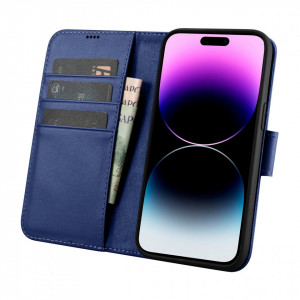 Калъф тип книга iCARER Wallet 2в1 против кражба - iPhone 14 Pro Cover син - Img 3