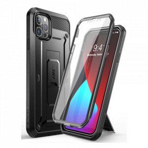 Калъф 360° със стойка и клипс SUPCASE Unicorn Beetle Pro - iPhone 12 / 12 Pro черен - Img 1