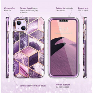 Калъф 360° SUPCASE Cosmo - iPhone 14 Plus лилав мрамор - Img 3