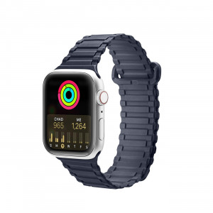 Магнитна силиконова каишка Dux Ducis Armor - Apple Watch Ultra 49mm / Ultra 2 49mm / 45mm Series 9 / 45mm Series 8 / 45mm Series 7 / 44mm SЕ (2nd gen) / 44mm SE / 44mm Series 6 / 44mm Series 5 / 44mm Series 4 / 42mm Series 3 / 42mm Series 2 син - Img 1