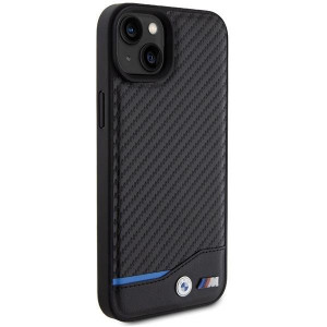 Оригинален гръб от естествена и еко кожа BMW Leather Carbon - iPhone 15 Plus черен - Img 4