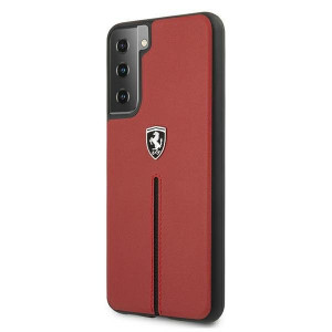Оригинален гръб от естествена кожа FERRARI Off Track Leather Nylon Stripe FEOSIHCS21 5GSRE - Samsung Galaxy S21 5G червен - Img 2
