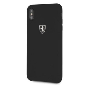 Оригинален гръб от естествена кожа FERRARI Silicone Off track FEOSIHCI65BK - iPhone XS Max черен - Img 1