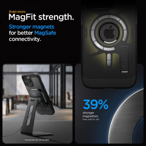 Оригинален гръб със стойка SPIGEN Tough Armor MagSafe - iPhone 15 Pro черен - Img 14
