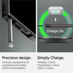 Оригинален гръб със стойка SPIGEN Tough Armor - Samsung Galaxy S24 Ultra металносив - Img 11