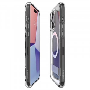 Оригинален гръб със стойка SPIGEN Ultra Hybrid S MagSafe - iPhone 15 Pro прозрачен - Img 17