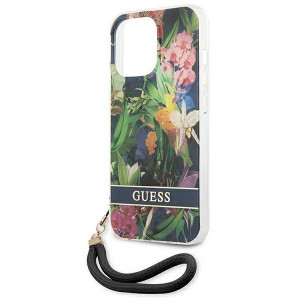 Оригинален гръб с връзка GUESS Flower GUHCP13LHFLSB - iPhone 13 Pro син - Img 6