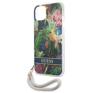 Оригинален гръб с връзка GUESS Flower GUHCP13SHFLSB - iPhone 13 mini син - Img 6