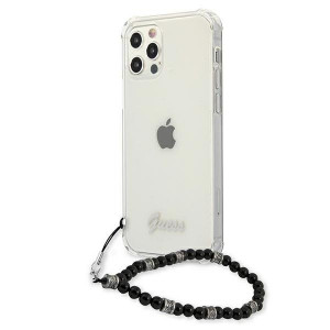 Оригинален гръб с гривна GUESS черен Pearl GUHCP12MKPSBK - iPhone 12 / 12 Pro прозрачен - Img 2