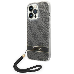 Оригинален гръб с гривна GUESS 4G Print Strap GUOHCP14LH4STK - iPhone 14 Pro черен - Img 1