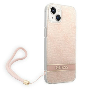 Оригинален гръб с гривна GUESS 4G Print Strap GUOHCP14MH4STP - iPhone 14 Plus розов - Img 3