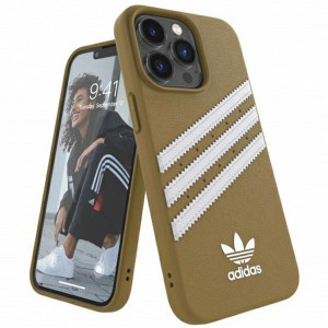 Оригинален гръб ADIDAS OR Molded PU - iPhone 13 Pro Max бежов / златист - Img 1