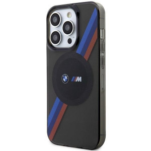 Оригинален гръб BMW Tricolor Stripes MagSafe BMHMP14LHDTK - iPhone 14 Pro сив - Img 2