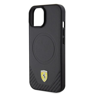 Оригинален гръб FERRARI Carbon Metal Logo MagSafe FEHMP15SPTEK - iPhone 15 черен - Img 6