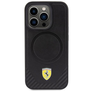 Оригинален гръб FERRARI Carbon Metal Logo MagSafe - iPhone 15 Pro черен - Img 3