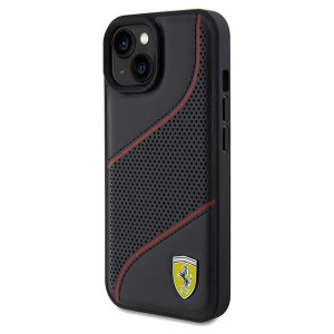 Оригинален гръб FERRARI Perforated Waves Metal Logo - iPhone 13 / 14 / 15 черен - Img 2