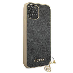 Оригинален гръб GUESS 4G Charms GUHCP12MGF4GGR - iPhone 12 / 12 Pro сив - Img 4