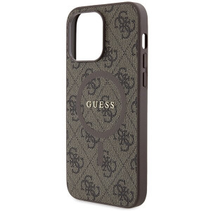 Оригинален гръб GUESS 4G Collection Leather Metal Logo MagSafe - iPhone 13 Pro Max кафяв - Img 6