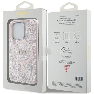 Оригинален гръб GUESS 4G Collection Leather Metal Logo MagSafe - iPhone 15 Pro розов - Img 8