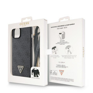 Оригинален гръб GUESS 4G Metal Logo с презрамка GUHCP15MP4TDSCPK - iPhone 15 Plus черен - Img 9