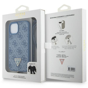 Оригинален гръб GUESS 4G Metal Logo с презрамка GUHCP15SP4TDSCPB - iPhone 15 син - Img 9