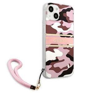Оригинален гръб GUESS Camo GUHCP13mkCABPI с връзка - iPhone 13 розов - Img 4