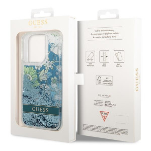 Оригинален гръб GUESS Flower Liquid Glitter GUHCP14LLFLSN - iPhone 14 Pro зелен - Img 8