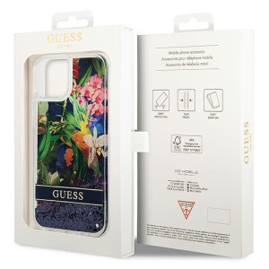 Оригинален гръб GUESS Flower Liquid Glitter GUHCP14MLFLSB - iPhone 14 Plus син - Img 8