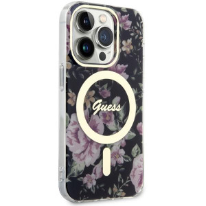 Оригинален гръб GUESS Flower MagSafe GUHMP14LHCFWSK - iPhone 14 Pro черен - Img 4