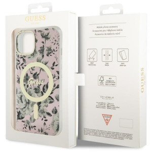 Оригинален гръб GUESS Flower MagSafe GUHMP14MHCFWSP - iPhone 14 Plus розов - Img 8