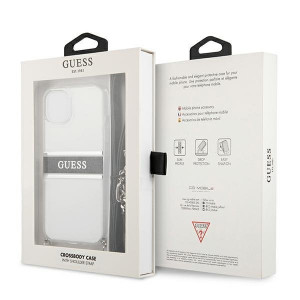 Оригинален гръб GUESS Gray Strap Silver Chain GUHCP13SKC4GBSI - iPhone 13 mini прозрачен / сив - Img 8