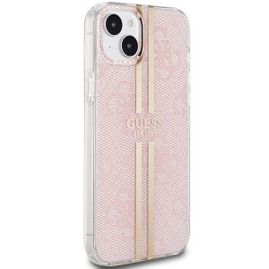 Оригинален гръб GUESS IML 4G Gold Stripe - iPhone 15 Plus / 14 Plus розов - Img 4