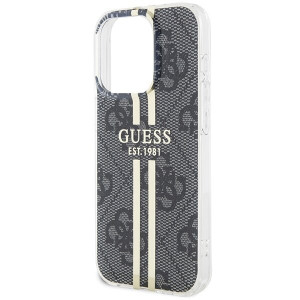 Оригинален гръб GUESS IML 4G Gold Stripe - iPhone 15 Pro Max черен - Img 6