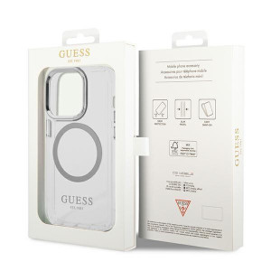 Оригинален гръб GUESS Metal Outline MagSafe GUHMP14XHTRMS - iPhone 14 Pro Max сребрист - Img 8