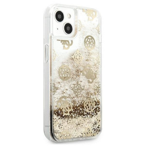Оригинален гръб GUESS Peony Liquid Glitter GUHCP13SLGPEGO - iPhone 13 mini златист - Img 4
