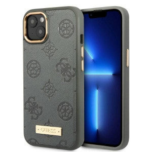 Оригинален гръб GUESS Peony Logo Plate MagSafe GUHMP13MSAPSTG - iPhone 13 сив - Img 1