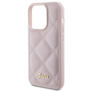 Оригинален гръб GUESS Quilted Metal Logo - iPhone 15 Pro розов - Img 6