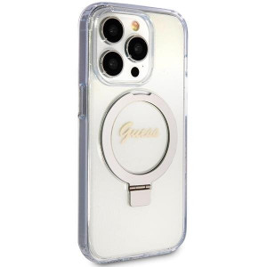 Оригинален гръб GUESS Ring Stand Script Glitter MagSafe - iPhone 15 Pro прозрачен - Img 4