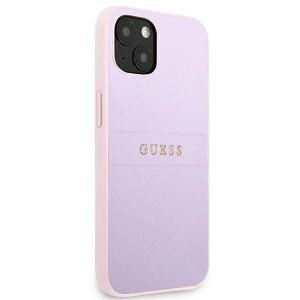 Оригинален гръб GUESS Saffiano Hot Stamp & Metal Logo GUHCP13SPSASBPU - iPhone 13 mini лилав - Img 4