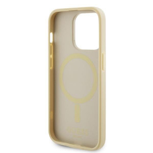 Оригинален гръб GUESS Saffiano MagSafe GUHMP15LPSAHMCB - iPhone 15 Pro златист - Img 7