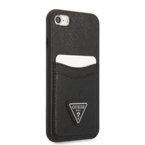 Оригинален гръб GUESS Saffiano Triangle Logo Cardslot GUHCI8PSATPK с външен джоб - iPhone 7 / 8 / SE (2nd gen) / SE (3rd gen) черен - Img 4