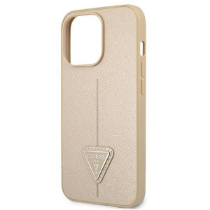 Оригинален гръб GUESS Saffiano Triangle Logo GUHCP13LPSATLE - iPhone 13 Pro бежов - Img 6