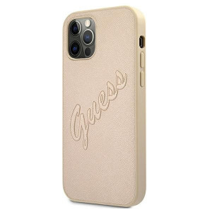 Оригинален гръб GUESS Saffiano Vintage Script GUHCP12LRSAVSLG - iPhone 12 Pro Max златист - Img 2
