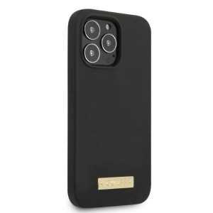 Оригинален гръб GUESS Silicone Logo Plate MagSafe GUHMP13LSPLK - iPhone 13 Pro черен - Img 4