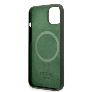 Оригинален гръб GUESS Silicone Logo Plate MagSafe GUHMP13MSBPLA - iPhone 13 зелено каки - Img 7