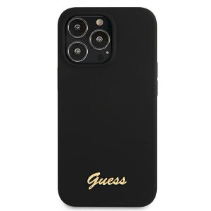 Оригинален гръб GUESS Silicone Script Gold Logo GUHMP13LLSLMGBK - iPhone 13 Pro черен - Img 3